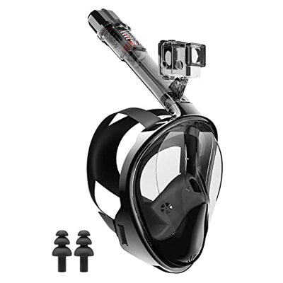 WANFEI Maschera Subacquea,Maschera Snorkeling con Visuale Panoramica 180° Design Pieno Facciale e Compatibile con Videocamere Sportive Maschera Anti-A