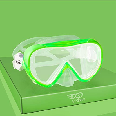 Maschera da snorkeling per bambini, panoramica a 180°, in vetro temperato, con protezione per il naso, per ragazzi e bambini, attrezzatura per immersi