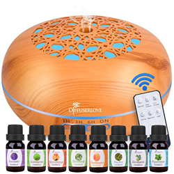 Diffuserlove Diffusore 550ML Telecomando Diffusore di Oli Essenziali Diffusore Ambiente a nebbia fredda con venature del legno con luci a LED per la c precio
