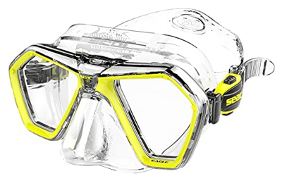 SEAC Eagle, Maschera Compatta a Volume Ridotto per Apnea, Pesca Subacquea e Immersioni Unisex Adulto, Trasparente/Giallo, Standard