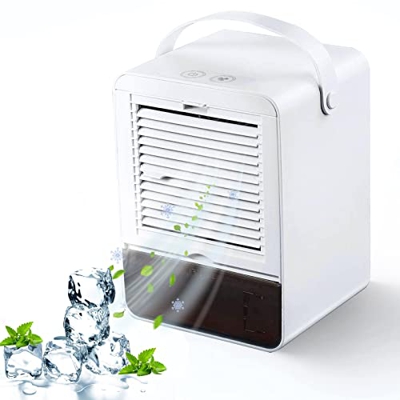 Portatile Air Cooler Nessun Rumore Condizionatore Mini Cooler Fan con 3 Velocità per Home Office (Bianca)