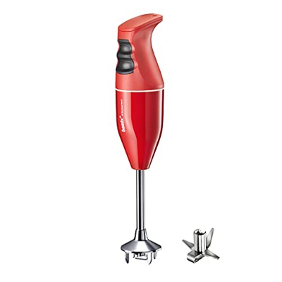 bamix Frullatore a immersione acciaio EO140 CLASSIC incl. lama multiuso in acciaio inox, 140 watt, 2 velocità, Made in Switzerland, Rosso/bianco