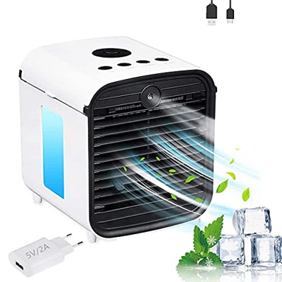 Air Cooler, Nifogo Portable Condizionatore Portatile, 3 in 1 Mini Raffrescatore d'Aria Evaporativo Umidificatore Purificatore, Leakproof & New Filter（