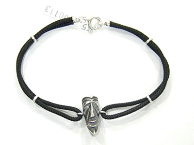 BRACCIALE CORDINO MASCHERA MAMUTHONES Lunga brunita ARGENTO UNISEX