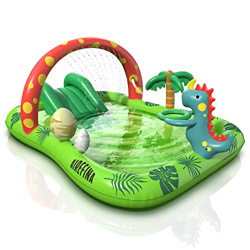 Piscinette per Bambini, Centro Giochi Gonfiabile a tema Dinosauri Airefina con Scivolo d'acqua e arco per Irrigatore, Piscina Gonfiabile Baby 97" x 76 características