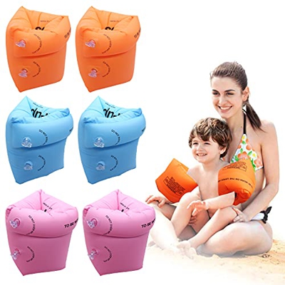 Cenitica Bracciali Gonfiabili da Nuoto,Bracciali Gonfiabili,Swim - Braccioli, Anello di Nuoto Galleggiante per Bambini e Adulti,7 Pezzi, con Pompa ad 