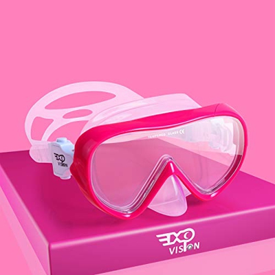 Maschera da snorkeling per bambini, panoramica a 180°, in vetro temperato, con protezione per il naso, per ragazzi e bambini, attrezzatura per immersi
