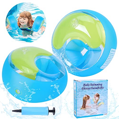 Braccioli Bambini 1 2 3 4 Anni, Anello di nuoto per ragazzi ragazze principianti, circonferenza del braccio 21-23cm, peso consigliato 6-20kg Blu