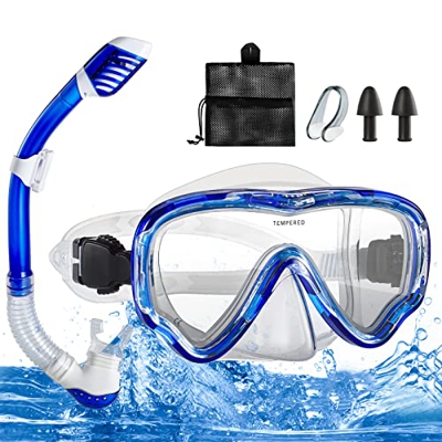 yumcute Maschera Snorkeling Bambino, Maschera Subacquea Professionale, Maschere da Immersione Panoramica 180°, Anti-Nebbia Anti-Perdite Regolabile Mas