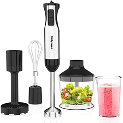 Set frullatore a immersione, 5 in 1, 800 W, funzione turbo, frullatore con chopper, tazza da 500 ml, frusta per alimenti per bambini, verdure e zuppe, características
