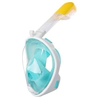 Wsobue Maschera Subacquea, Maschera da Snorkeling per Adulti e Bambini,Panoramica a 180°con Montatura per Camera D'azione Rimovibile Anti-Nebbia Anti-
