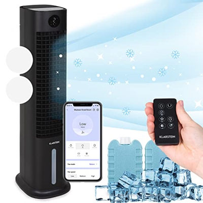 Klarstein Condizionatore Portatile 80W, 5in1, Ionizzatore, Climatizzatore Portatile Silenzioso Con Night Mode, Smart App, Raffrescatore d'Aria, Ventil