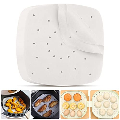 100 Pezzi Carta Monouso per Friggitrice ad Aria, Carta Pergamena per Friggitrice ad Aria, Fodera in Carta per Friggitrice ad Aria,Carta da Forno Quadr