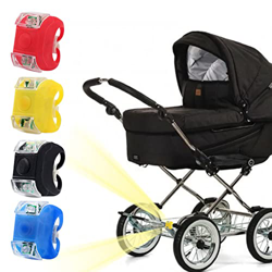 Set di 4 luci a LED per passeggino, luce lampeggiante a LED, set da 3 modalità, impermeabile, per passeggini, corridori, Walker (nero, rosso, blu, gia en oferta