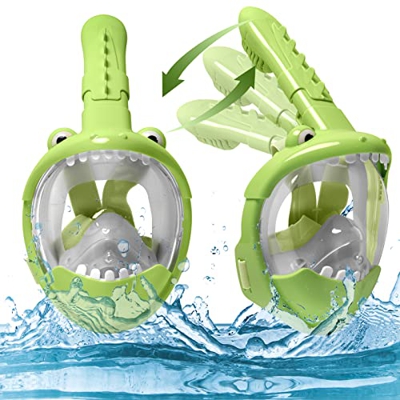 SOARFLY Maschera Subacquea Maschera da Snorkeling per Bambini, Maschera Snorkeling con Visuale Panoramica 180° Design Pieno Facciale, Anti-Appannament