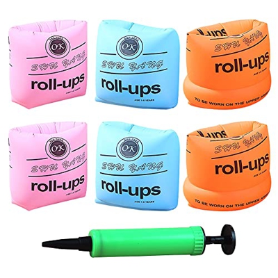 Set di 3 paia di braccioli da nuoto, supporto per bevande, gonfiabili, galleggianti, galleggianti, per bambini, adulti, piscine, rosa, blu, arancione