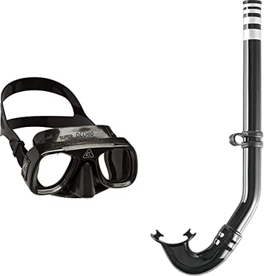 Cressi Superocchio, Maschera Subacquea Unisex – Adulto, Nero & Gringo Snorkel, Unisex – Adulto, Nero