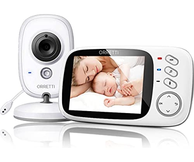 ORRETTI V8 Baby monitor con fotocamera – con batteria extra extra extra – Schermo LCD da 3,2 pollici, VOX, visione notturna, monitoraggio della temper
