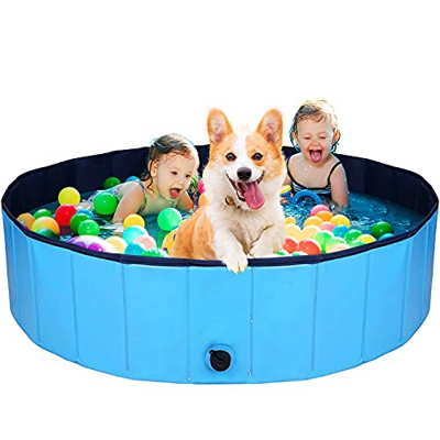 AJKMEI Piscina per Cani,Piscina per Bambini pieghevole per cani Portatile Vasca da bagno per animali domestici Antiscivolo e Resistente all'Usura in P