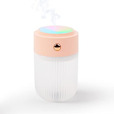 Zelaxy Mini Umidificatore Colorato Lampada a Colori Luce Notturna 250ml Ufficio Camera da Letto Facile da Trasportare, Ricarica USB-C (Rosa)