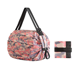 Large Capacity Portable Shopping Bag, Portable Reusable Grocery Bags, for Storage Reusable Grocery Bags, Picnic Camping Storage Bag (Pink Camouflage) precio