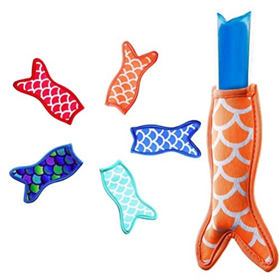 5 tasche per gelato sul manico, riutilizzabili, in neoprene, a forma di pesce, isolate a freddo, per ghiaccioli