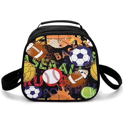 Pranzo Al Sacco Palloni Sportivi Baseball Basket Calcio Calcio Pattern Borsa Per Il Pranzo A Tenuta Stagna Borsa Per Il Pranzo Isolata Kit Per Il Past