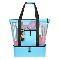 BZDLOLI Borsa da spiaggia in rete, impermeabile, con borsa termica, borsa termica per le vacanze, per la spiaggia e i viaggi, c precio