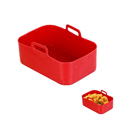 MNJR Air Fryer - Pentola in silicone per friggitrice ad aria calda, con manico, in silicone, senza BPA, per friggitrice ad aria calda, accessorio (ros