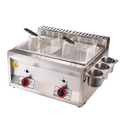 Friggitrice a Gas GPL Commerciale a Doppio Serbatoio,Friggitrice dell'Acciaio Inossidabile della Cucina del controsoffitto di capacità Elevata,per Pat