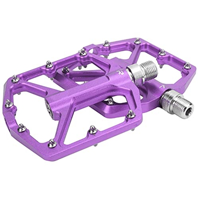 Pedali per Mountain Bike, Sistema di Cuscinetti DU in Lega di Alluminio Design Cavo 1 Paio di Pedali Piatti per Mountain Bike/Bici da Strada(Viola)