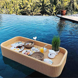 ROSG Tavolo da Colazione Galleggiante, Vassoio Galleggiante Deluxe in Rattan per Piscina, Vassoio Galleggiante Multiuso per Piscina, Vassoio Galleggia características