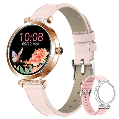 Smartwatch Donna Orologio Fitness 1.09'' Touch Schermo Notifiche Messaggi Cardiofrequenzimetro Contapassi Cronometro IP68 Activity Fitness Tracker Con