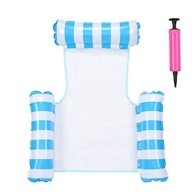 Galleggiante Piscina Arco Stile Frutta Amaca Pieghevole Piscina Aria Materassi Sport Piscina Piscina Sedia (Stripe, Azzurro)