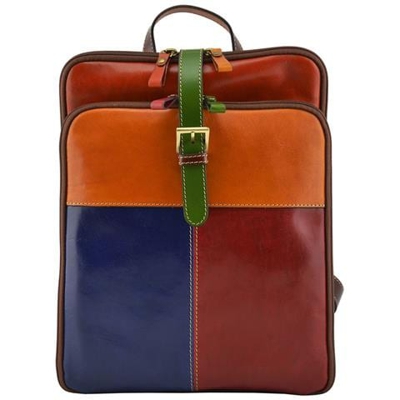 Zaino Donna In Pelle Vera 3 Scomparti Colore Multicolor - Pelletteria Toscana Made In Italy - Linea Prestige