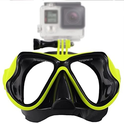 WANGPIPI Occhialini da Nuoto, Maschera da Sub con Supporto per Fotocamera Occhialini da Nuoto in Vetro Temperato Antiappannamento per Maschera da Snor