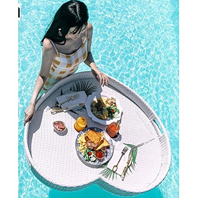 DTKJ Piscine Piscine Vassoio Galleggiante for Bevande Cibo for Brunch sull'acqua - Rattan Rotondo Galleggiante Vassoio for Adulti Piscine (Color : Yel