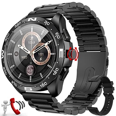 Smartwatch Uomo con Chiamata,Orologio Fitness Uomo Donna con bracciale in metallo,Cardiofrequenzimetro da Polso, Sportivi Contapassi Cronometro per An