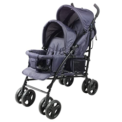 Bambisol Passeggino a doppia canna, pieghevole, con parapioggia incluso, colore: blu marino precio