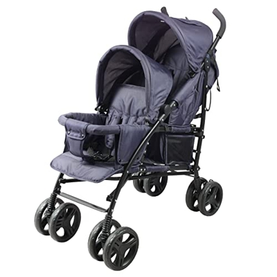 Bambisol Passeggino a doppia canna, pieghevole, con parapioggia incluso, colore: blu marino