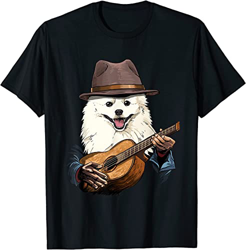 XIAOLING Chitarra Acustica Americana Eskimo Chitarra Giocatore Cane Chitarrista Bianco Giallo Nero Rosso Mens Donne T Shirt 100% Cotton68395, Color02. precio