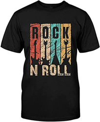 Chitarre Electric Acoustic - Maglietta per chitarra rock and roll con grafica a banda larga, stile retrò, bianco, giallo, rosso, uomo, donna, 100% cot características