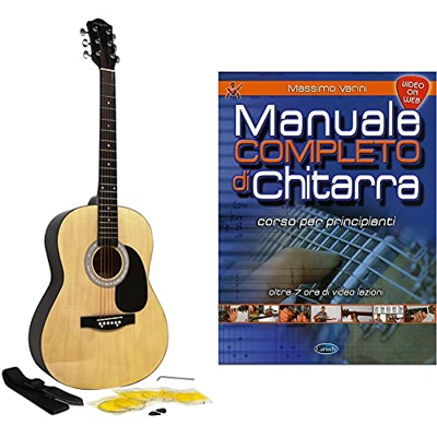 Martin Smith Kit Di Chitarra Acustica Con Plettri Di Chitarra Chitarra Stringhe Di Cinghia Della Chitarra Naturale & Manuale Completo Di Chitarra. Cor