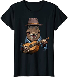 XIAOLING Chitarra Acustica T-Rex Chitarra Giocatore Tyrannosaurus Chitarrista Bianco Giallo Nero Rosso Mens Donne T Shirt 100% Cotton68350, Color09.,  precio