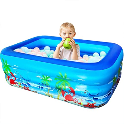 ZHKGANG Piscina Gonfiabile Fuori Terra Rettangolare Family - Piscina Grande con 3 Camera d'Aria Individuali - Piscina per Famiglie per Cortile,Festa E