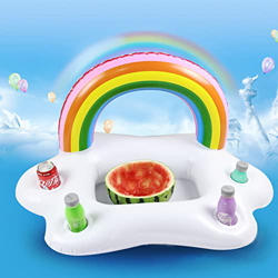 Emiif Supporto gonfiabile per vasca idromassaggio con 5 fori portabicchieri per feste in piscina, spiaggia estiva, insalata frutta che serve bar pisci en oferta