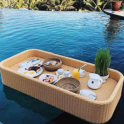 PPWER Vassoio Galleggiante 150x50x20 Cm Vassoio Galleggiante per Piscina Vassoio per Bevande E Cibo per Feste in Piscina Vassoio per Feste in Rattan R