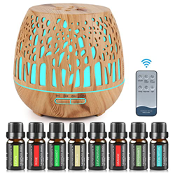 GuKKK Diffusore di Oli Essenziali, Diffusore di Aromi 400ML, con 8 * 10ml Oli Essenziali, Ultrasuoni Umidificatore Diffusori Oli Profumati Nebulizzato precio