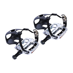 Sharplace Pedali stazionari per Bici, 1 Paio di Pedali per Cyclette con Cinghie e fermapiedi, Adatti per Attrezzature per Esercizi a Forma Piatta e Bi en oferta