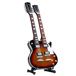 Chitarra in miniatura, modello di mini strumento Dettagli squisiti Robusto e durevole realizzato a mano con staffa per la decorazione domestica per re en oferta